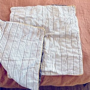 West Elm cotton pillow case shams Gray white  and Yellow border